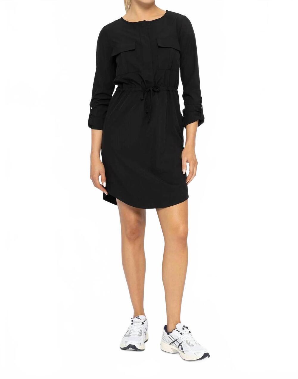 NEW MONO B stretch woven mini dress in black